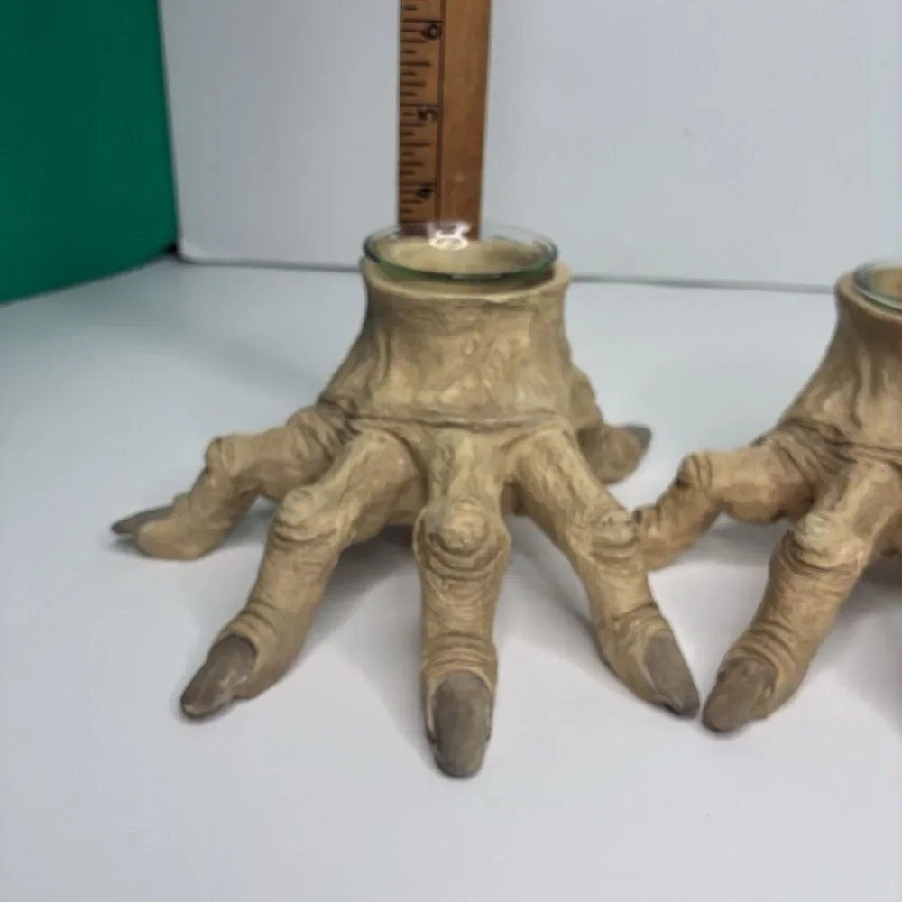 2 Halloween Witch Corpse Zombie Monster Hands Candle Holders Vtg 90’s